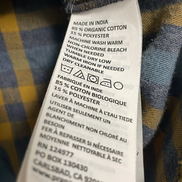 EUC Prana women’s Button Down Plaid Flannel Shirt yellow/blue/grey Sz XL - Picture 9 of 13